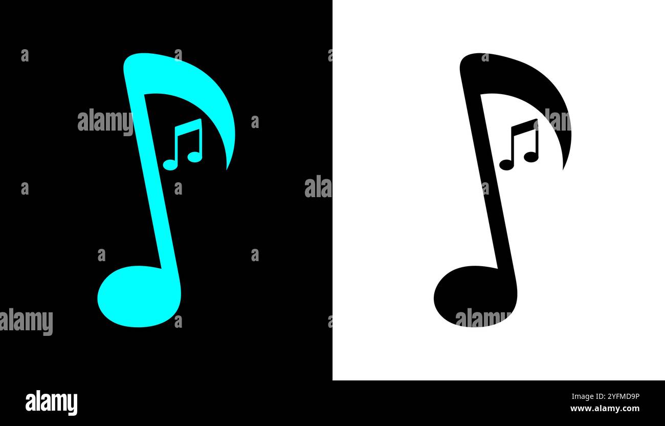 Großes Symbol für Musiknoten, Melodiesymbol, Melodiesymbol, Melodiesymbol. Stock Vektor