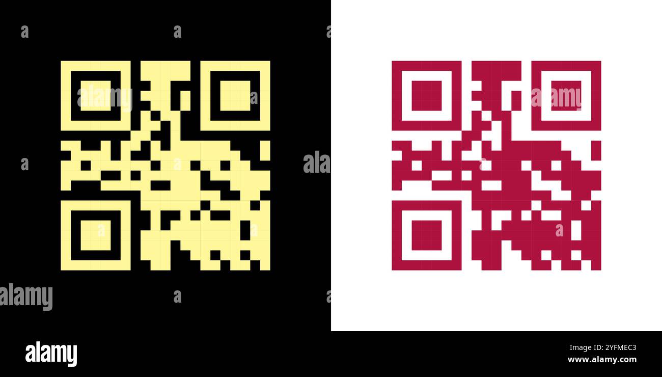 Falsche QR-Code-Scan-Me-Vektorillustration. Stock Vektor