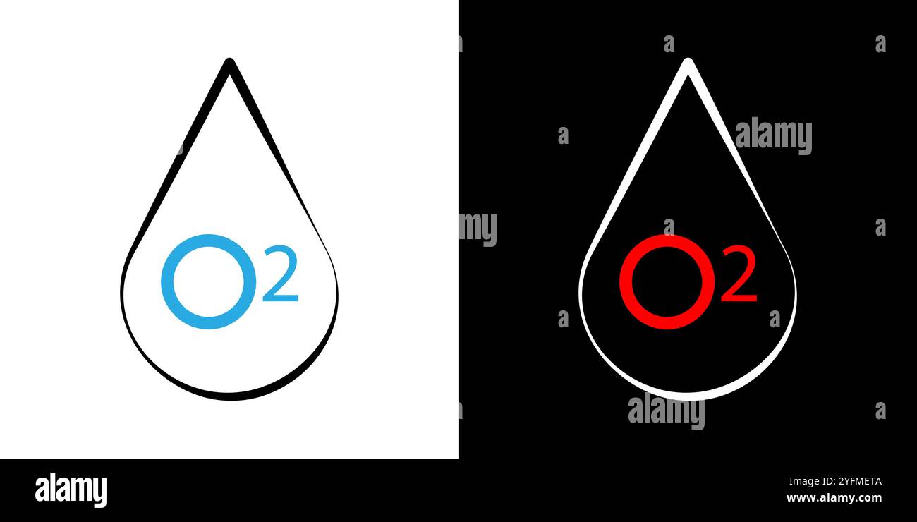 Abbildung des Symbols Sauerstoff O2. Stock Vektor