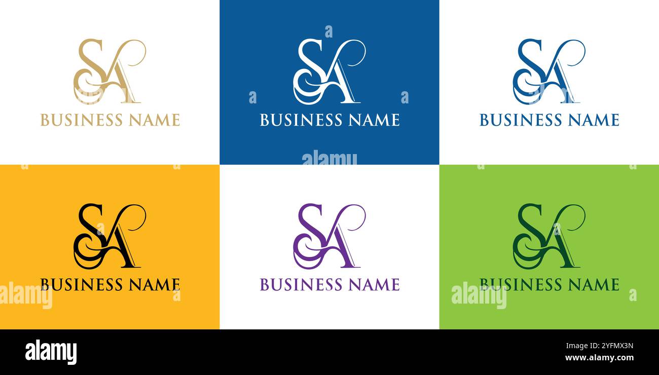 SA Initial Logo Design, Monogramm, Initial Letter SA, Logo Vorlage, Initialen, Monogramm-Logo, S und A, Alphabet, luxuriöses Design, minimalistisches Logo, Modern Stock Vektor