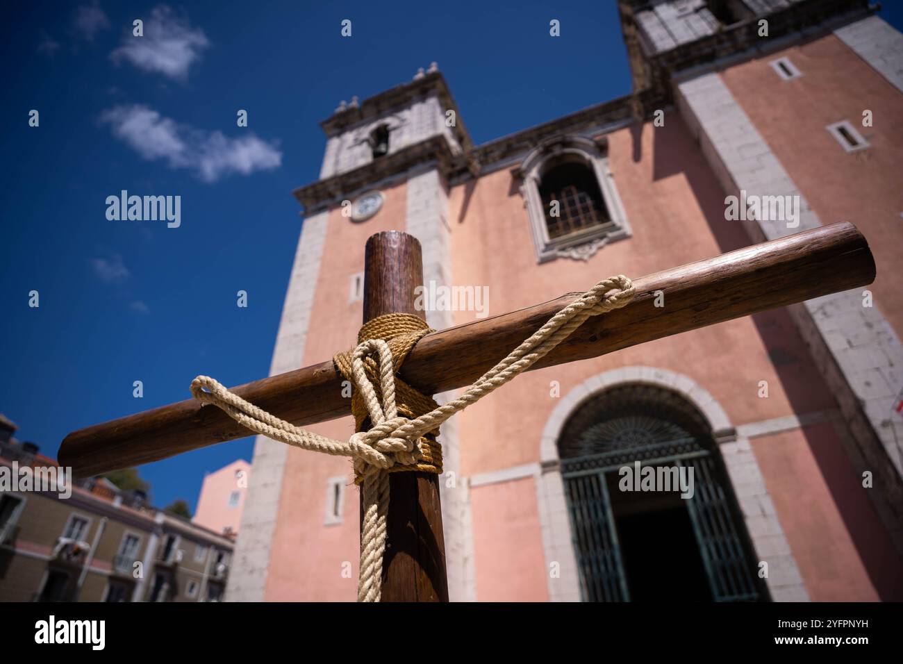 Weltjugendtag 2023. Sitz der französischen Delegation in der Kirche Santos O Velho. Lissabon. Portugal. Stockfoto