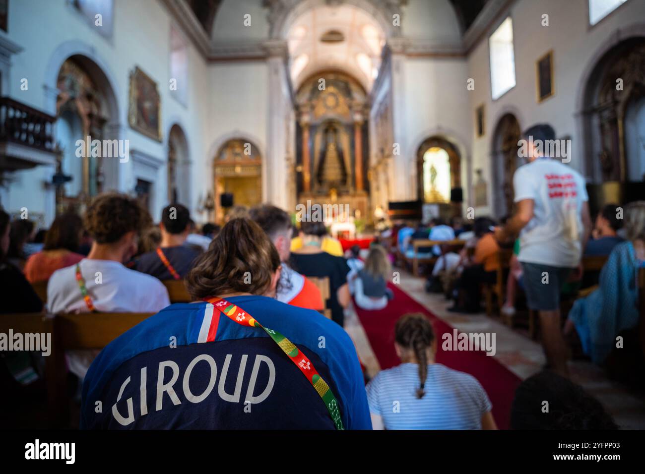 Weltjugendtag 2023. Sitz der französischen Delegation in der Kirche Santos O Velho. Lissabon. Portugal. Stockfoto
