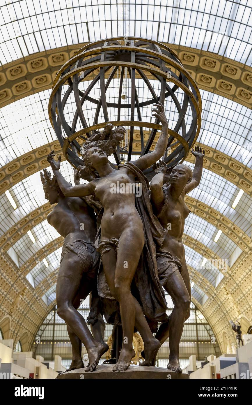 Orsay Museum, Paris, Frankreich. Jean-Baptiste Carpeaux. Les quatre parties du monde soutenant la sphère céleste (die vier Teile der Welt halten das C Stockfoto