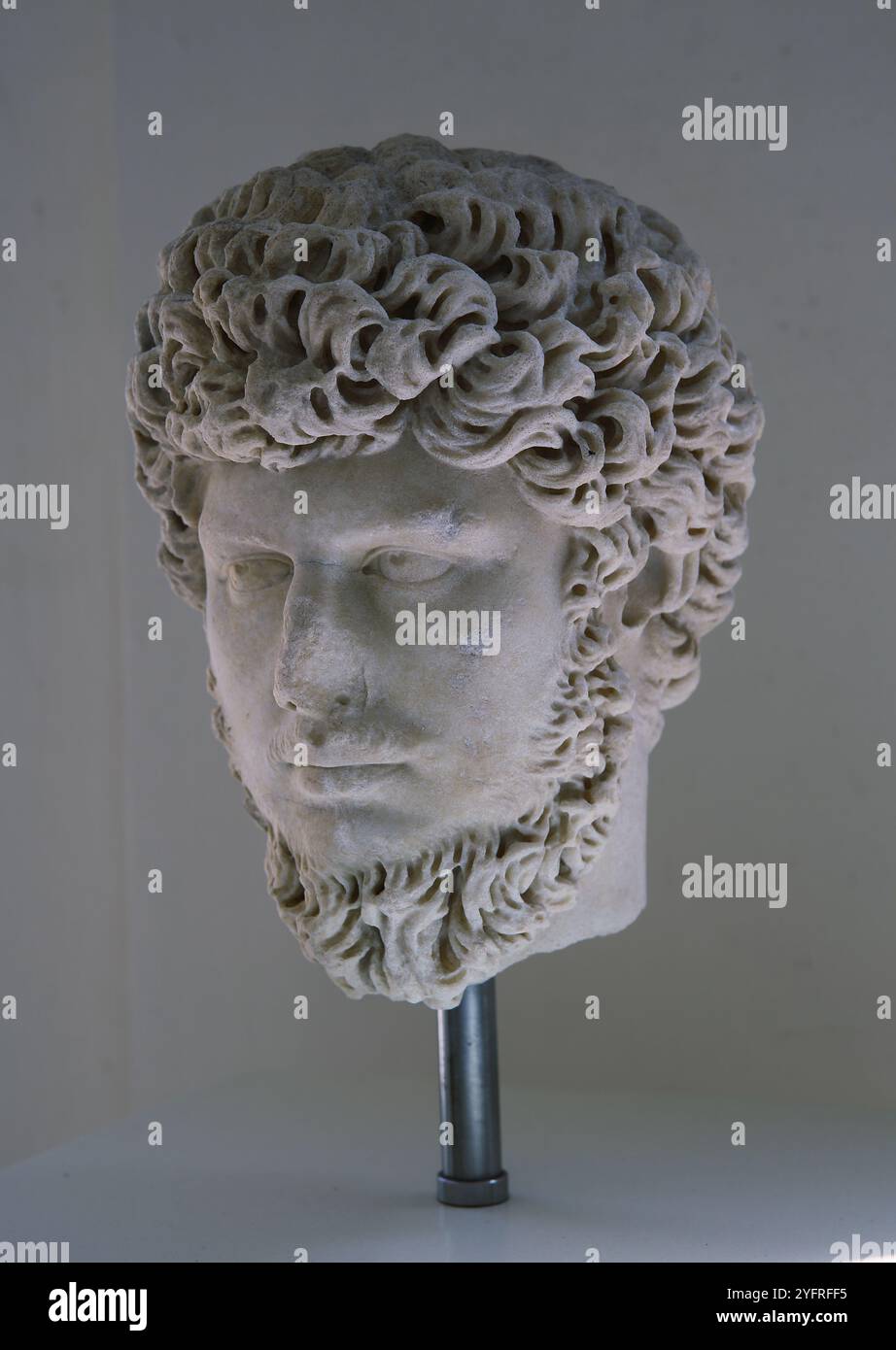 Porträt des römischen Kaisers Lucius Verus (130-169). Rom. Via Anagnina. 160-160 N. CHR. Nationales Römisches Museum (Diokletianbäder). Rom. Italien. Stockfoto