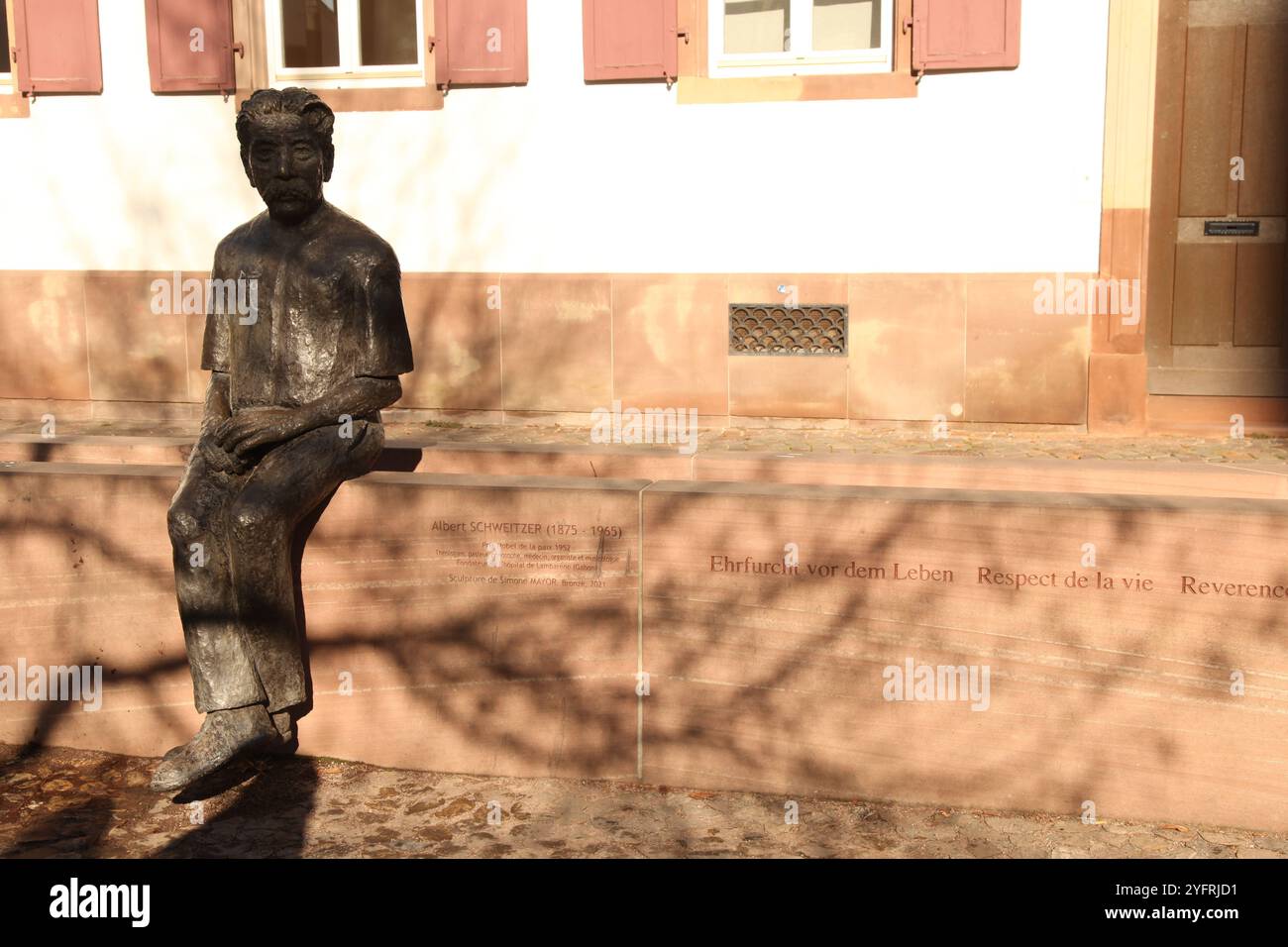 Albert Schweitzer Statue, Bronzeskulptur, Friedensnobelpreis, Straßburg, Frankreich Stockfoto