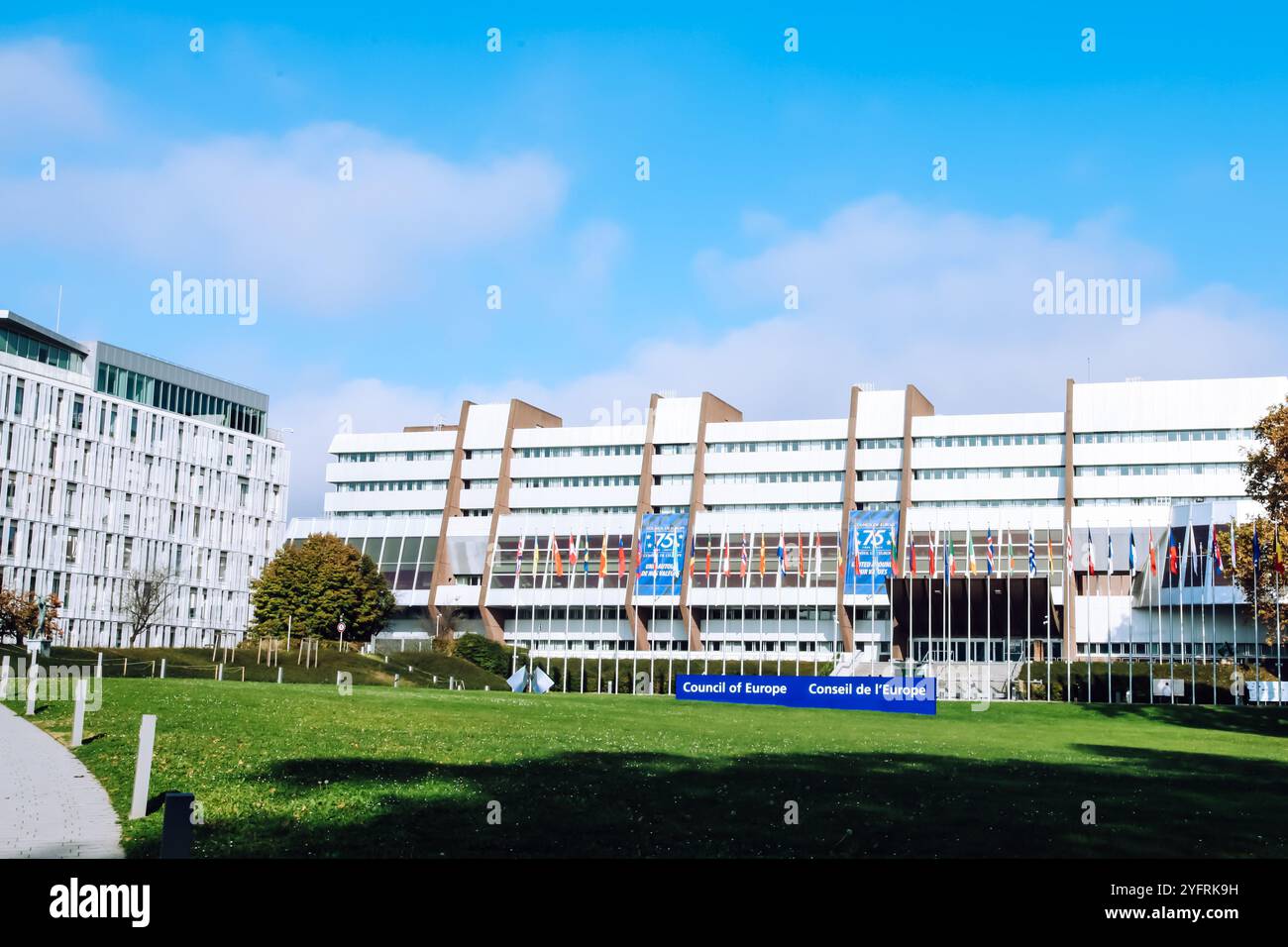 Gebäude des Conseil de l'Europe, Europarat, Europäisches Parlament, 528 Avenue de l'Europe, 67000 Straßburg, Frankreich, 2024 Stockfoto