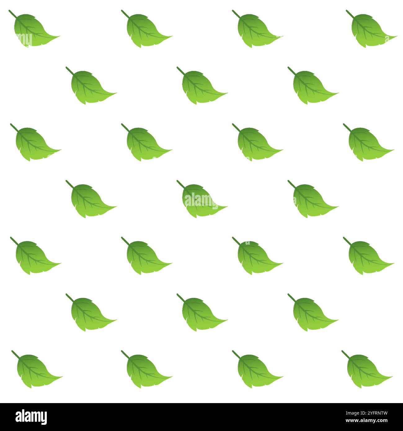Ein nahtloses Muster mit verschiedenen grünen Blättern auf weißem Hintergrund. Dieses Design betont Natur und Frische. Vektorabbildung Stock Vektor