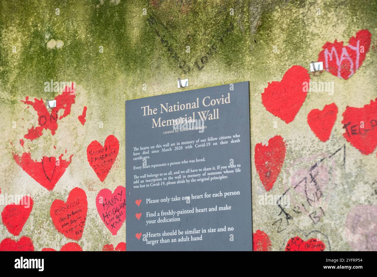 LONDON – 30. OKTOBER 2024: Die National COVID Memorial Wall auf der Southbank am St Thomas Hospital Stockfoto