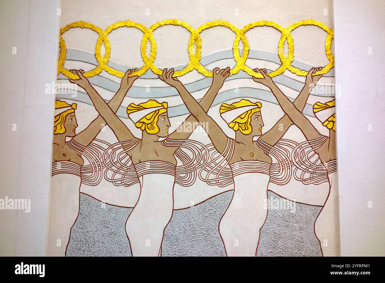 Das Sezessionsgebäude in Vianna in Österreich. Das Gebäude wurde 1898 von Joseph Maria Olbrich fertiggestellt und zeigt den Beethoven-Frieze von Gustav Klimt. Das Gebäude ist ein Paradebeispiel des Jugendstils und ein Manifest der Wiener Sezessionsbewegung. Stockfoto