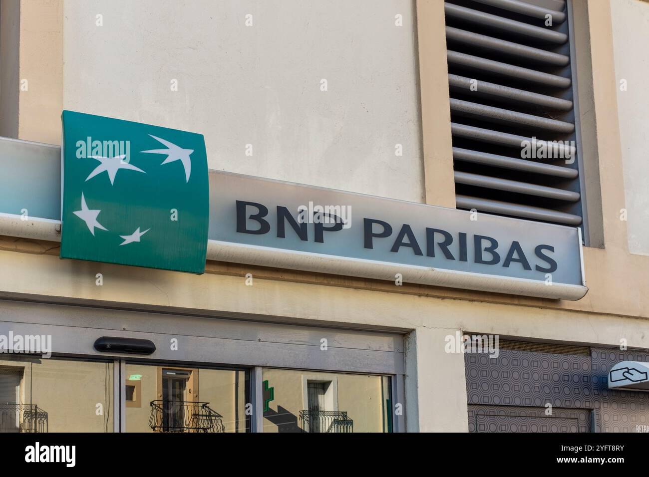 BNP Paribas französisches Bankkonzernzeichen, Frankreich Stockfoto