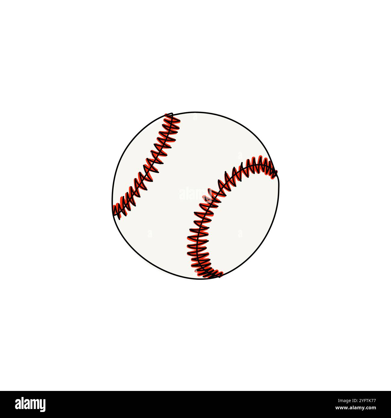 Ball für Baseball. Sportausrüstung. Strichgrafik Vektor-Illustration. Stock Vektor