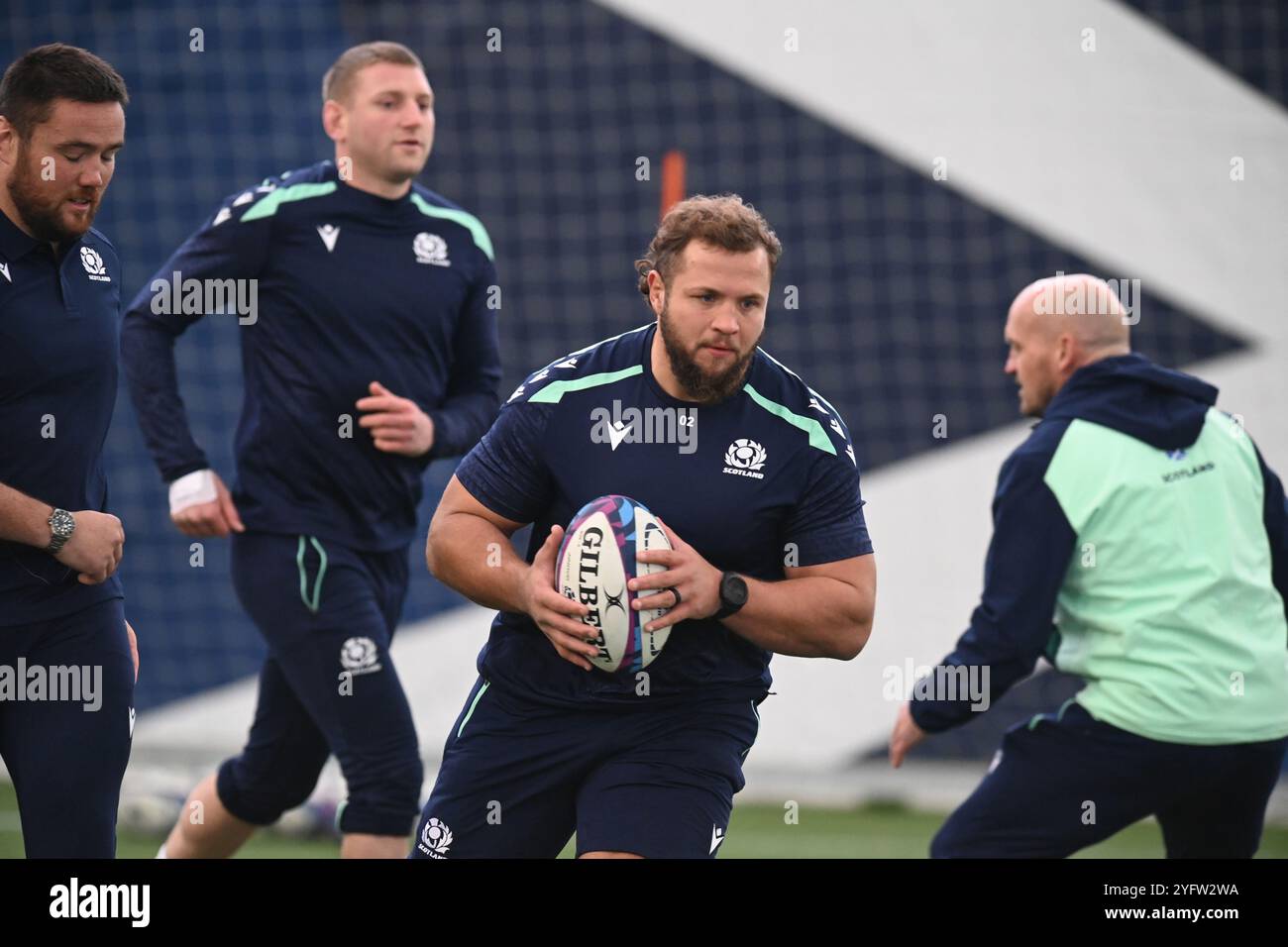 Oriam Sports Centre . Edinburgh Schottland Vereinigtes Königreich, 5. November 24. 2024/25 HERBST TESTET das berühmte Grouse Nations Series Schottland Training vor dem Spiel gegen Südafrika Pierre Schoeman aus Schottland Credit: eric mccowat/Alamy Live News Stockfoto