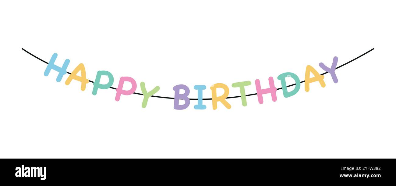 Happy Birthday Girlande Flat Vektor Clipart Stock Vektor
