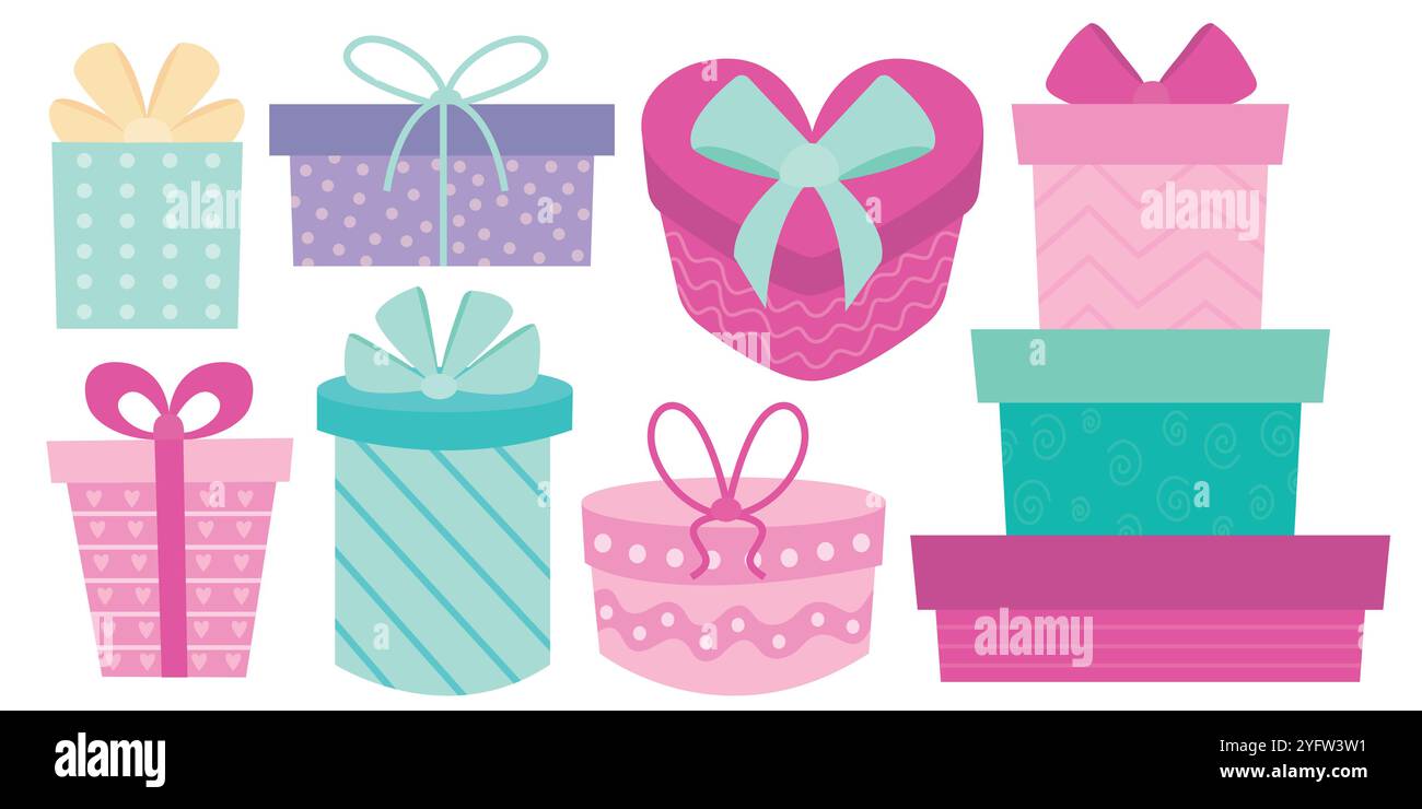 Set aus bunten Geschenkpackungen Stock Vektor