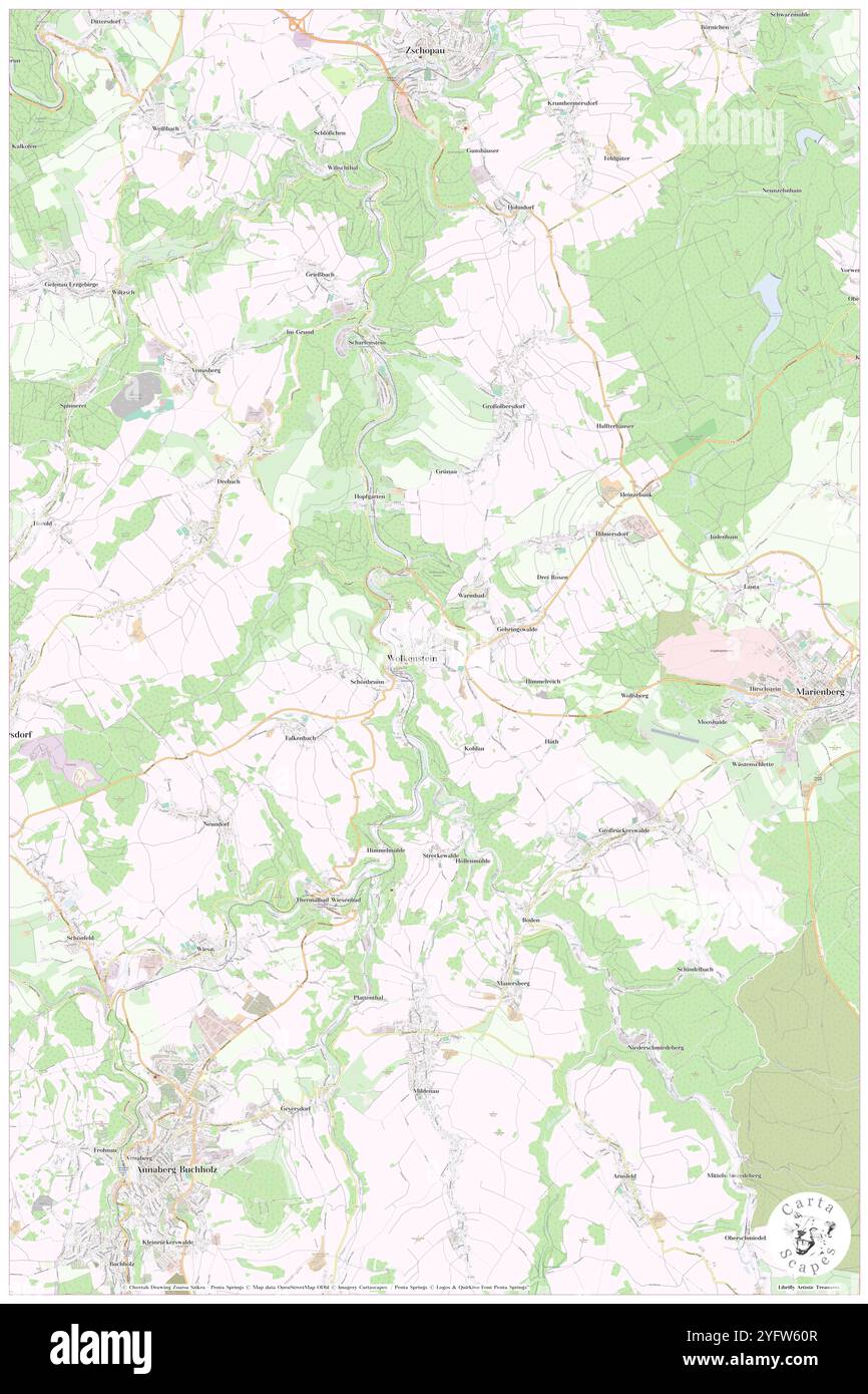 Wolkenstein, DE, Deutschland, Sachsen, N 50 39' 9'', N 13 3' 53'', Karte, Cartascapes Map, veröffentlicht 2024. Erkunden Sie Cartascapes, eine Karte, die die vielfältigen Landschaften, Kulturen und Ökosysteme der Erde enthüllt. Reisen Sie durch Zeit und Raum und entdecken Sie die Verflechtungen der Vergangenheit, Gegenwart und Zukunft unseres Planeten. Stockfoto