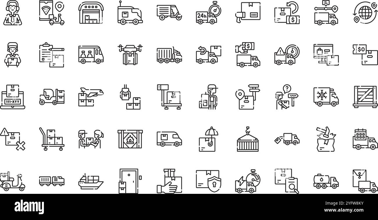 Hochwertige Sammlung von Vektorsymbolen mit editierbarer Kontur. Ideal für professionelle und kreative Projekte. Stock Vektor