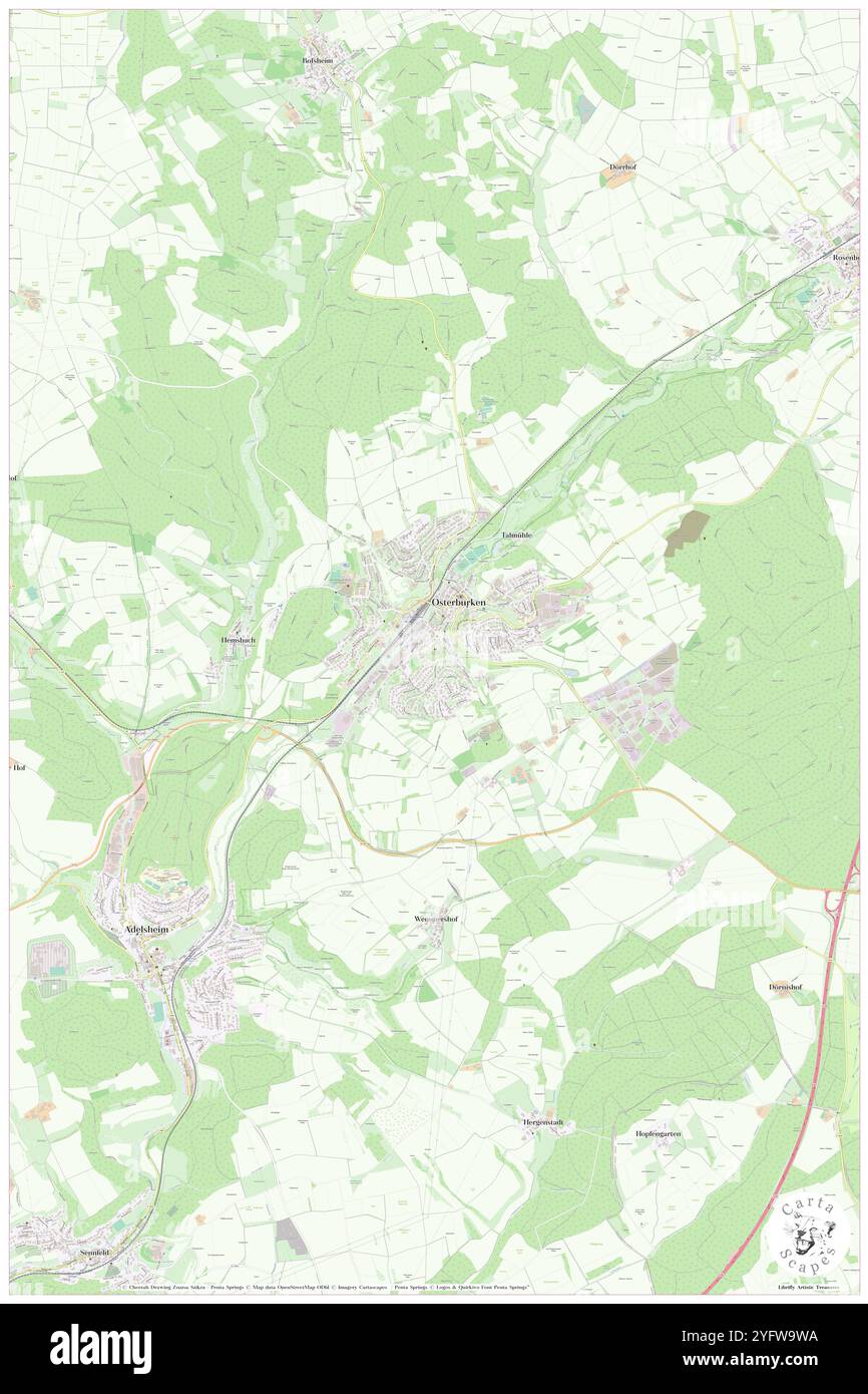 Annexkastell Osterburken, Region Karlsruhe, Deutschland, Baden-Württemberg, n 49 25' 36''', N 9 25' 28''', Karte, Cartascapes Map, veröffentlicht 2024. Erkunden Sie Cartascapes, eine Karte, die die vielfältigen Landschaften, Kulturen und Ökosysteme der Erde enthüllt. Reisen Sie durch Zeit und Raum und entdecken Sie die Verflechtungen der Vergangenheit, Gegenwart und Zukunft unseres Planeten. Stockfoto