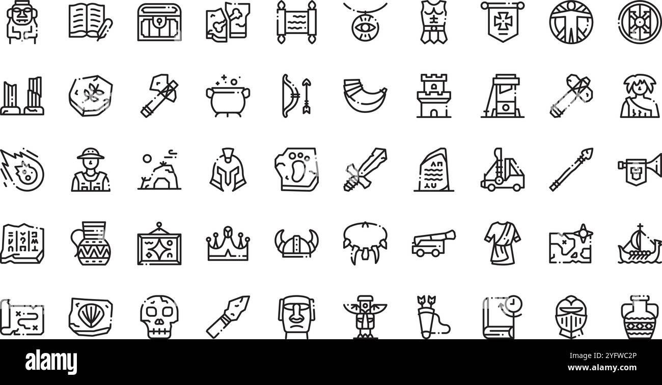 Hochwertige Sammlung von Vektorsymbolen mit editierbarer Kontur. Ideal für professionelle und kreative Projekte. Stock Vektor