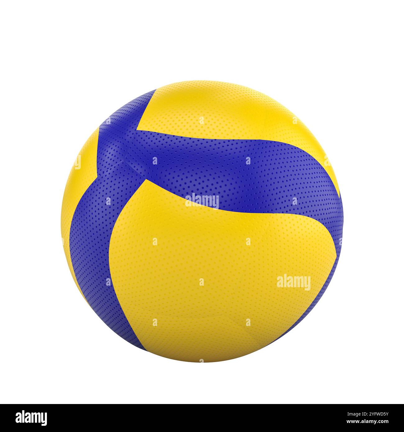 Klassischer gelber und blauer Volleyballball transparenter Hintergrund Stockfoto