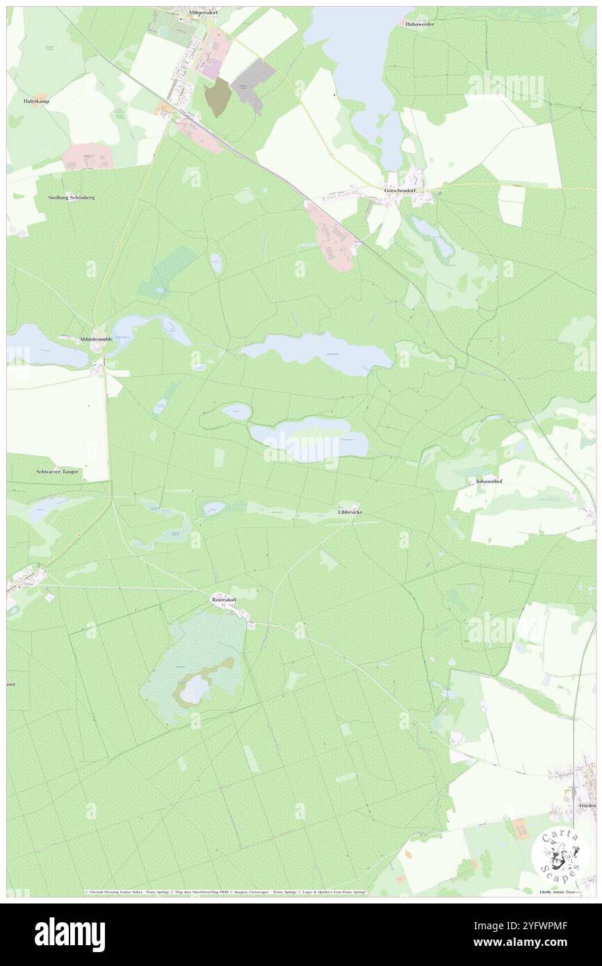 Libbesickesee, DE, Deutschland, Brandenburg, N 53 3' 53''', N 13 39' 23''', Karte, Karte, Kartenbild 2024 veröffentlicht. Erkunden Sie Cartascapes, eine Karte, die die vielfältigen Landschaften, Kulturen und Ökosysteme der Erde enthüllt. Reisen Sie durch Zeit und Raum und entdecken Sie die Verflechtungen der Vergangenheit, Gegenwart und Zukunft unseres Planeten. Stockfoto