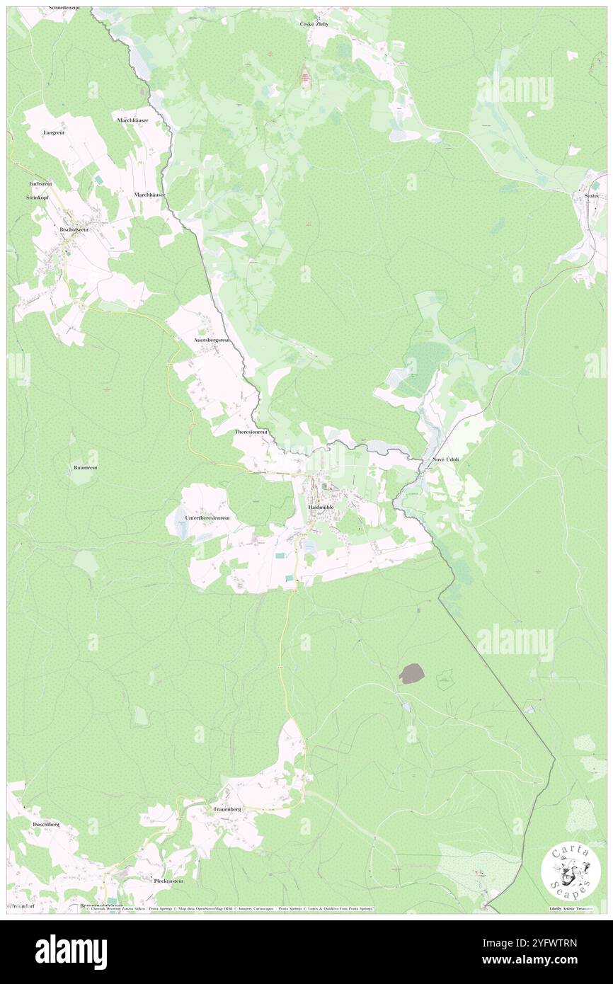 Kreuzbach, DE, Deutschland, Bayern, N 48 49' 48''', N 13 46' 24''', Karte, Cartascapes Map veröffentlicht 2024. Erkunden Sie Cartascapes, eine Karte, die die vielfältigen Landschaften, Kulturen und Ökosysteme der Erde enthüllt. Reisen Sie durch Zeit und Raum und entdecken Sie die Verflechtungen der Vergangenheit, Gegenwart und Zukunft unseres Planeten. Stockfoto