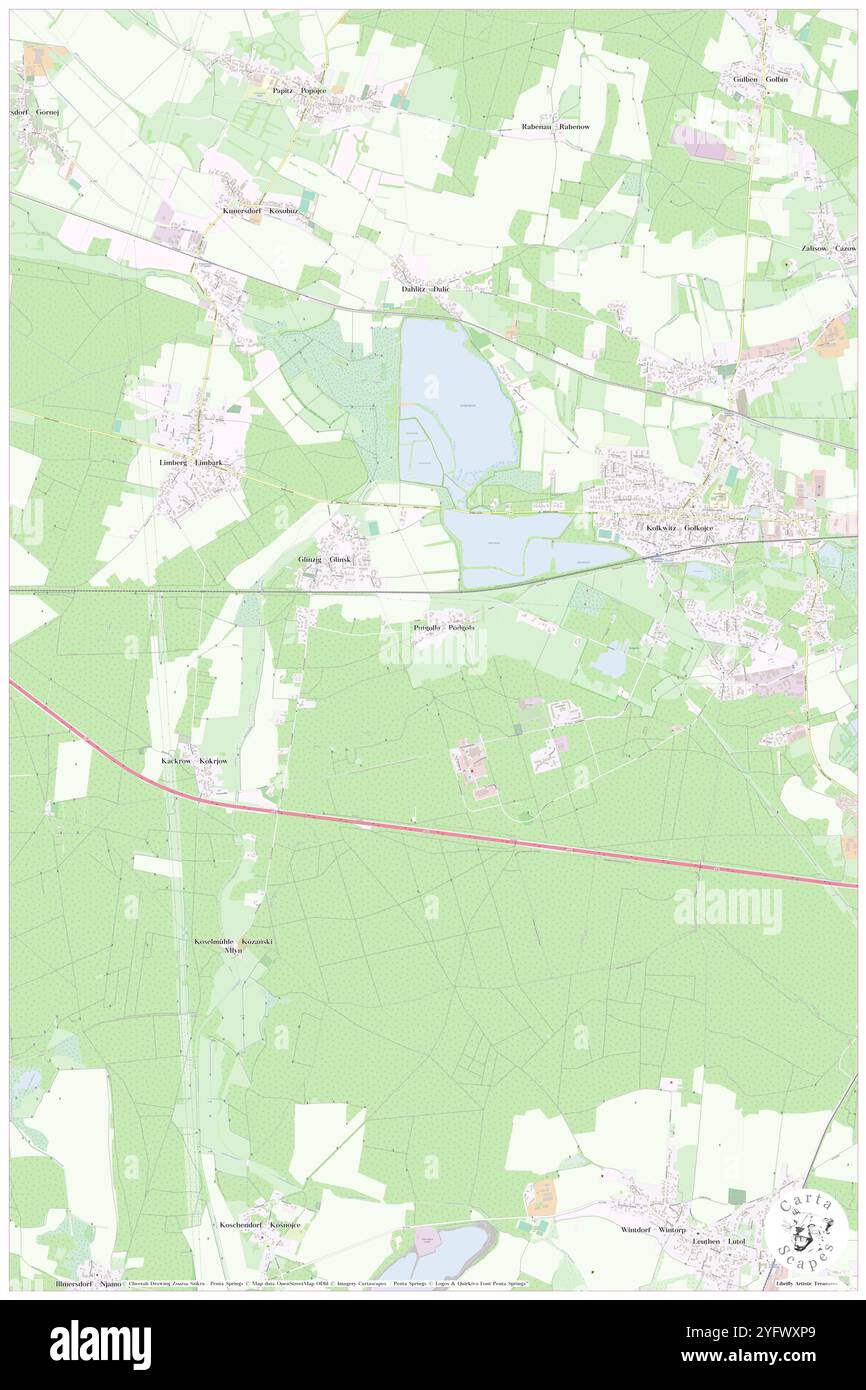 Glinzig, Deutschland, Brandenburg, N 51 44' 49''', N 14 12' 14''', Karte, Cartascapes Map veröffentlicht 2024. Erkunden Sie Cartascapes, eine Karte, die die vielfältigen Landschaften, Kulturen und Ökosysteme der Erde enthüllt. Reisen Sie durch Zeit und Raum und entdecken Sie die Verflechtungen der Vergangenheit, Gegenwart und Zukunft unseres Planeten. Stockfoto