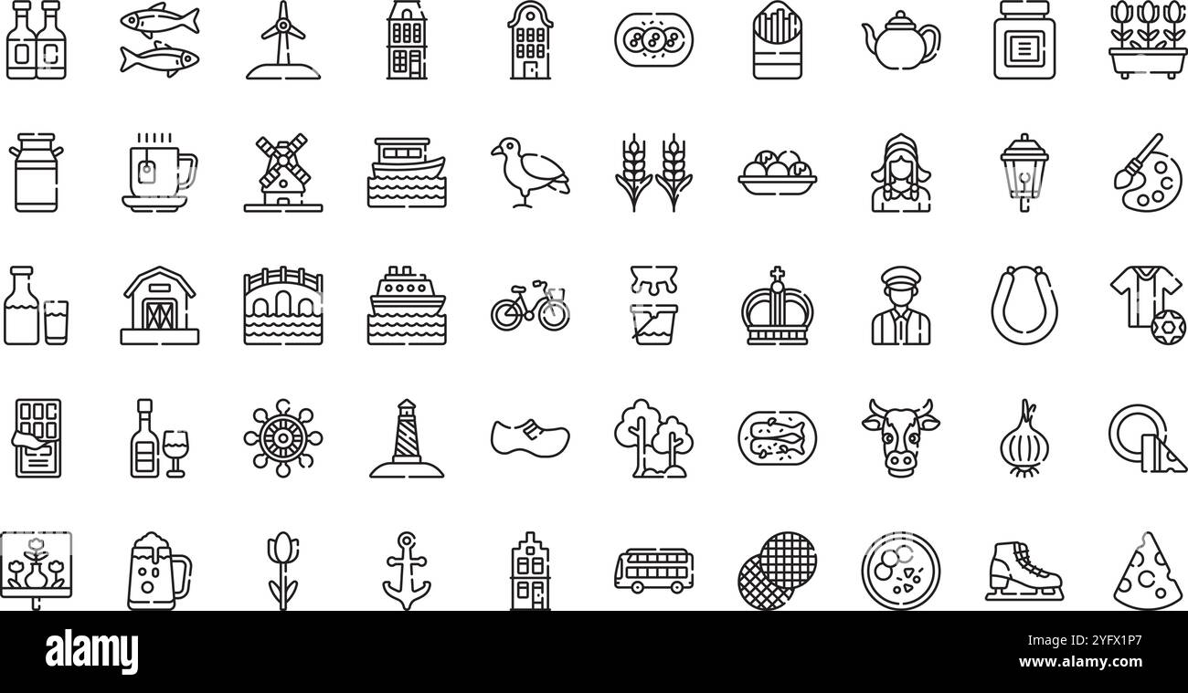 Hochwertige Sammlung von Vektorsymbolen mit editierbarer Kontur. Ideal für professionelle und kreative Projekte. Stock Vektor