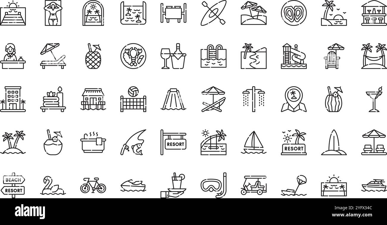 Hochwertige Sammlung von Vektorsymbolen mit editierbarer Kontur. Ideal für professionelle und kreative Projekte. Stock Vektor