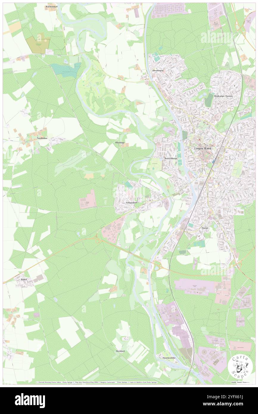 Fernmeldeturm Lingen, DE, Deutschland, Niedersachsen, N 52 30' 41''', N 7 17' 13''', Karte, Cartascapes Map veröffentlicht 2024. Erkunden Sie Cartascapes, eine Karte, die die vielfältigen Landschaften, Kulturen und Ökosysteme der Erde enthüllt. Reisen Sie durch Zeit und Raum und entdecken Sie die Verflechtungen der Vergangenheit, Gegenwart und Zukunft unseres Planeten. Stockfoto