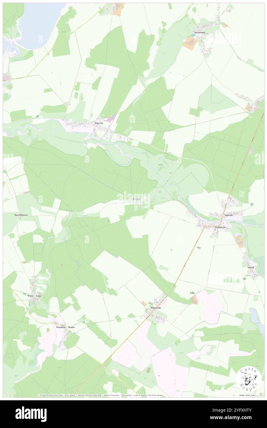 Rocher, Deutschland, Brandenburg, N 52 5' 23'', N 14 8' 12''', Karte, Cartascapes Map, veröffentlicht 2024. Erkunden Sie Cartascapes, eine Karte, die die vielfältigen Landschaften, Kulturen und Ökosysteme der Erde enthüllt. Reisen Sie durch Zeit und Raum und entdecken Sie die Verflechtungen der Vergangenheit, Gegenwart und Zukunft unseres Planeten. Stockfoto