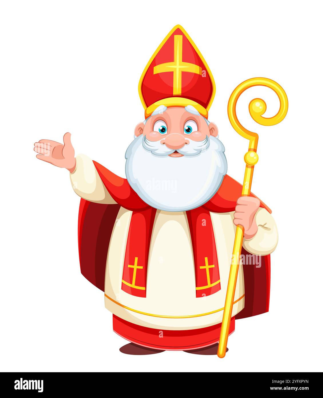 Süßer Nikolaus oder Sinterklaas. Happy Saint Nikolaus Day. Niedliche Zeichentrickfigur. Illustration des Materialvektors auf weißem Hintergrund Stock Vektor