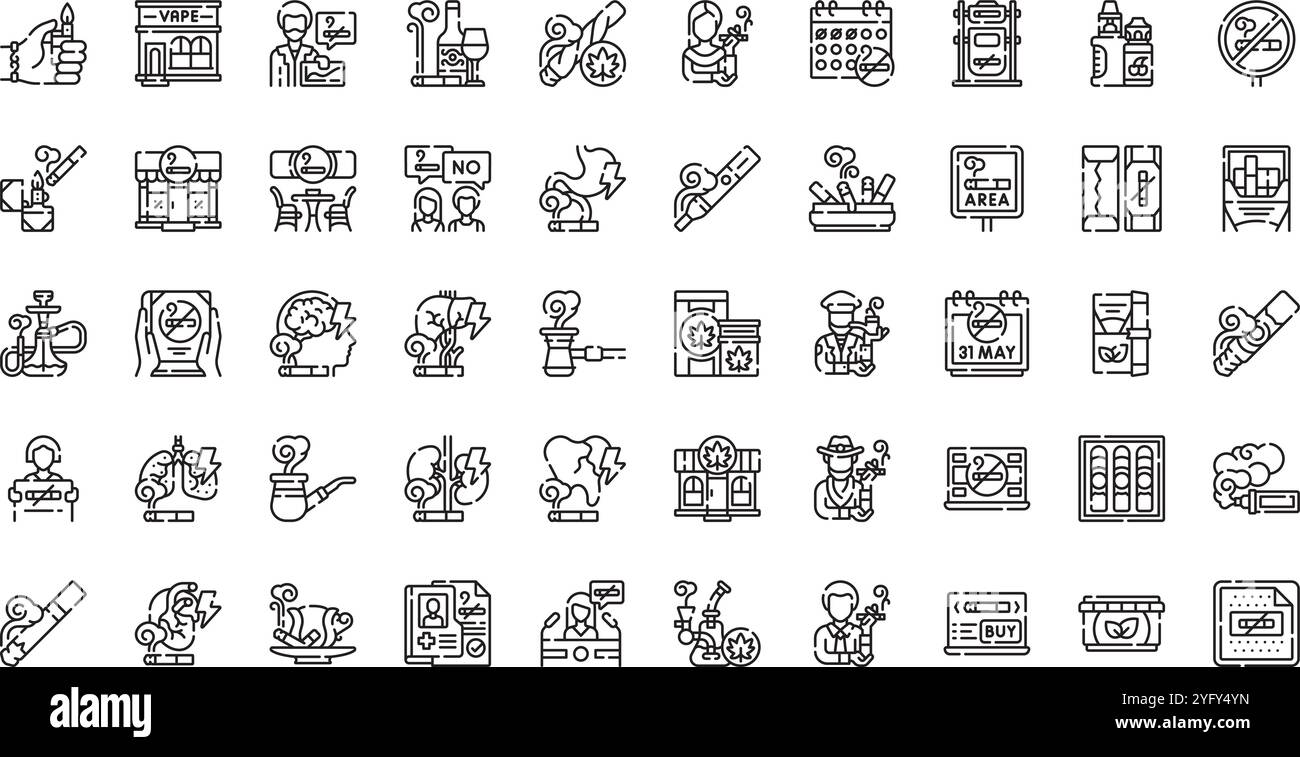 Hochwertige Sammlung von Vektorsymbolen mit editierbarer Kontur. Ideal für professionelle und kreative Projekte. Stock Vektor