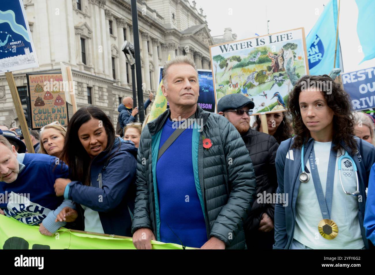 The River Action March for Clean Water in London 3. November 2024 - hört auf, unser Wasser zu vergiften Stockfoto