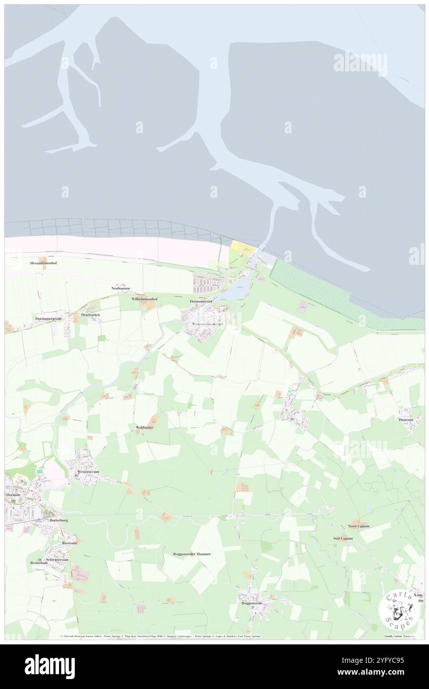 Westeraccumulersiel, DE, Deutschland, Niedersachsen, N 53 40' 17'', N 7 28' 34''', Karte, Cartascapes Map veröffentlicht 2024. Erkunden Sie Cartascapes, eine Karte, die die vielfältigen Landschaften, Kulturen und Ökosysteme der Erde enthüllt. Reisen Sie durch Zeit und Raum und entdecken Sie die Verflechtungen der Vergangenheit, Gegenwart und Zukunft unseres Planeten. Stockfoto