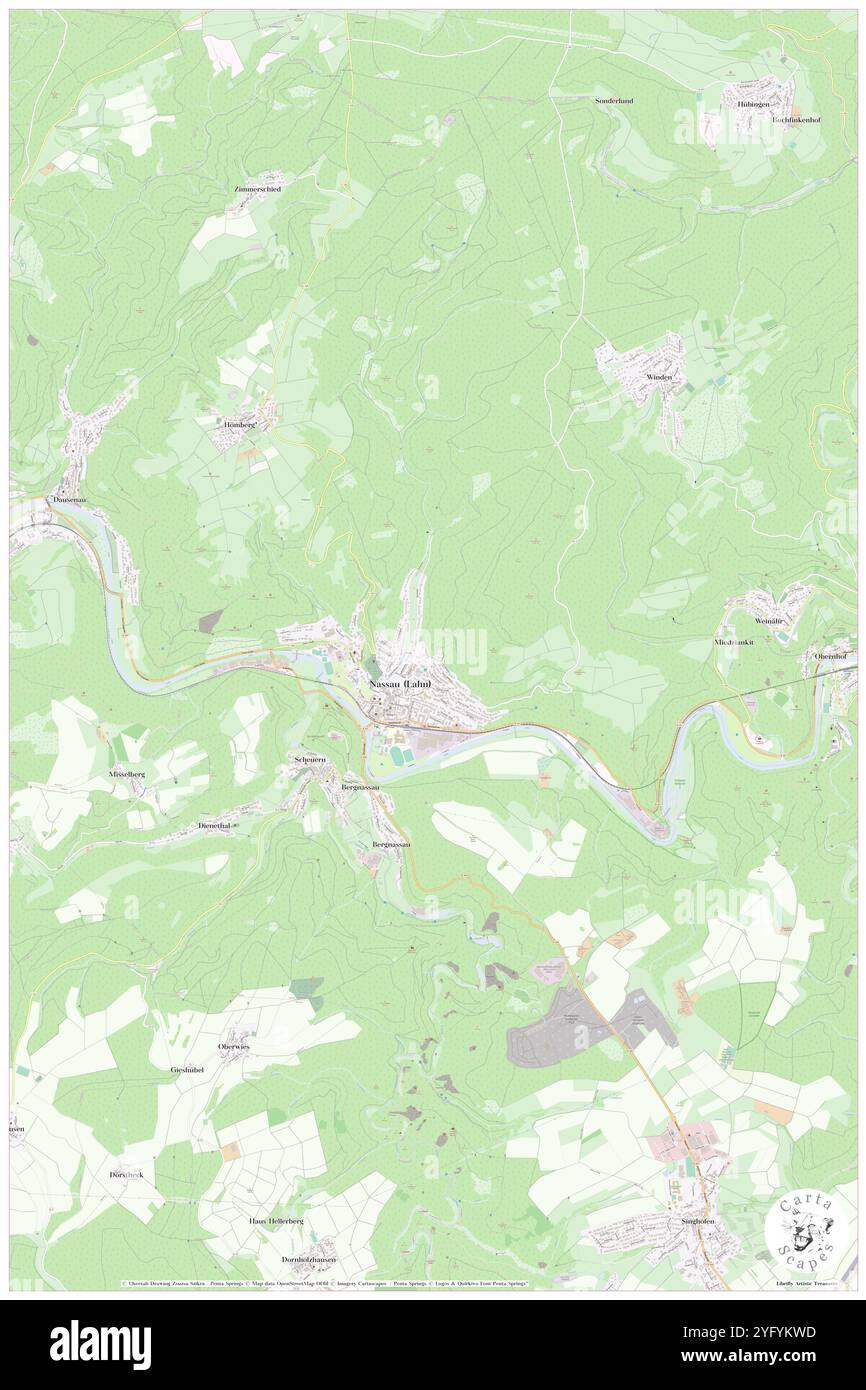 Nassau, Deutschland, Rheinland-Pfalz, N 50 19' 0''', N 7 47' 59''', Karte, Kartenausgabe 2024. Erkunden Sie Cartascapes, eine Karte, die die vielfältigen Landschaften, Kulturen und Ökosysteme der Erde enthüllt. Reisen Sie durch Zeit und Raum und entdecken Sie die Verflechtungen der Vergangenheit, Gegenwart und Zukunft unseres Planeten. Stockfoto