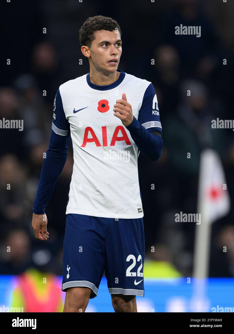 London, Großbritannien. November 2024. London, England - 3. November: Brennan Johnson von Tottenham Hotspur während des Spiels der Premier League 2024/25 League zwischen Tottenham Hotspur FC und Aston Villa FC im Tottenham Hotspur Stadium am 3. November 2024 in London. (Foto: David Horton/SPP) (David Horton/SPP) Credit: SPP Sport Press Photo. /Alamy Live News Stockfoto