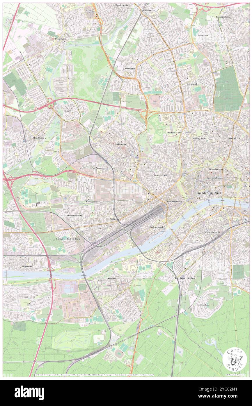 Messe Frankfurt, DE, Deutschland, Hessen, N 50 6' 41'', N 8 38' 53''', Karte, Cartascapes Map veröffentlicht 2024. Erkunden Sie Cartascapes, eine Karte, die die vielfältigen Landschaften, Kulturen und Ökosysteme der Erde enthüllt. Reisen Sie durch Zeit und Raum und entdecken Sie die Verflechtungen der Vergangenheit, Gegenwart und Zukunft unseres Planeten. Stockfoto