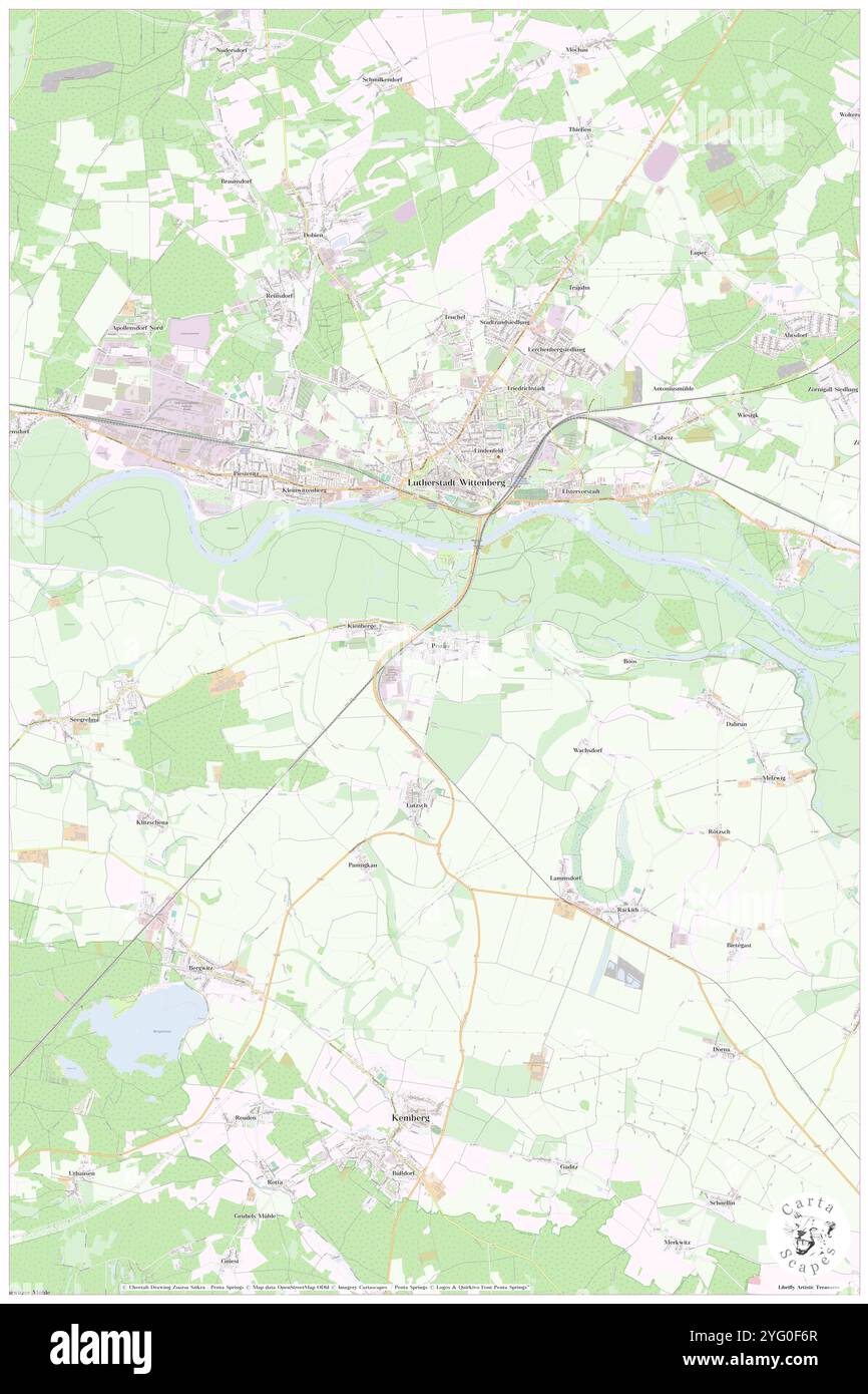 Pratau, DE, Deutschland, Sachsen-Anhalt, N 51 50' 35''', N 12 38' 9''', Karte, Kartenausgabe 2024. Erkunden Sie Cartascapes, eine Karte, die die vielfältigen Landschaften, Kulturen und Ökosysteme der Erde enthüllt. Reisen Sie durch Zeit und Raum und entdecken Sie die Verflechtungen der Vergangenheit, Gegenwart und Zukunft unseres Planeten. Stockfoto