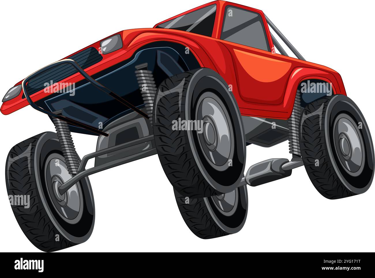 Vektorkunst eines angehobenen roten Lkws Stock Vektor