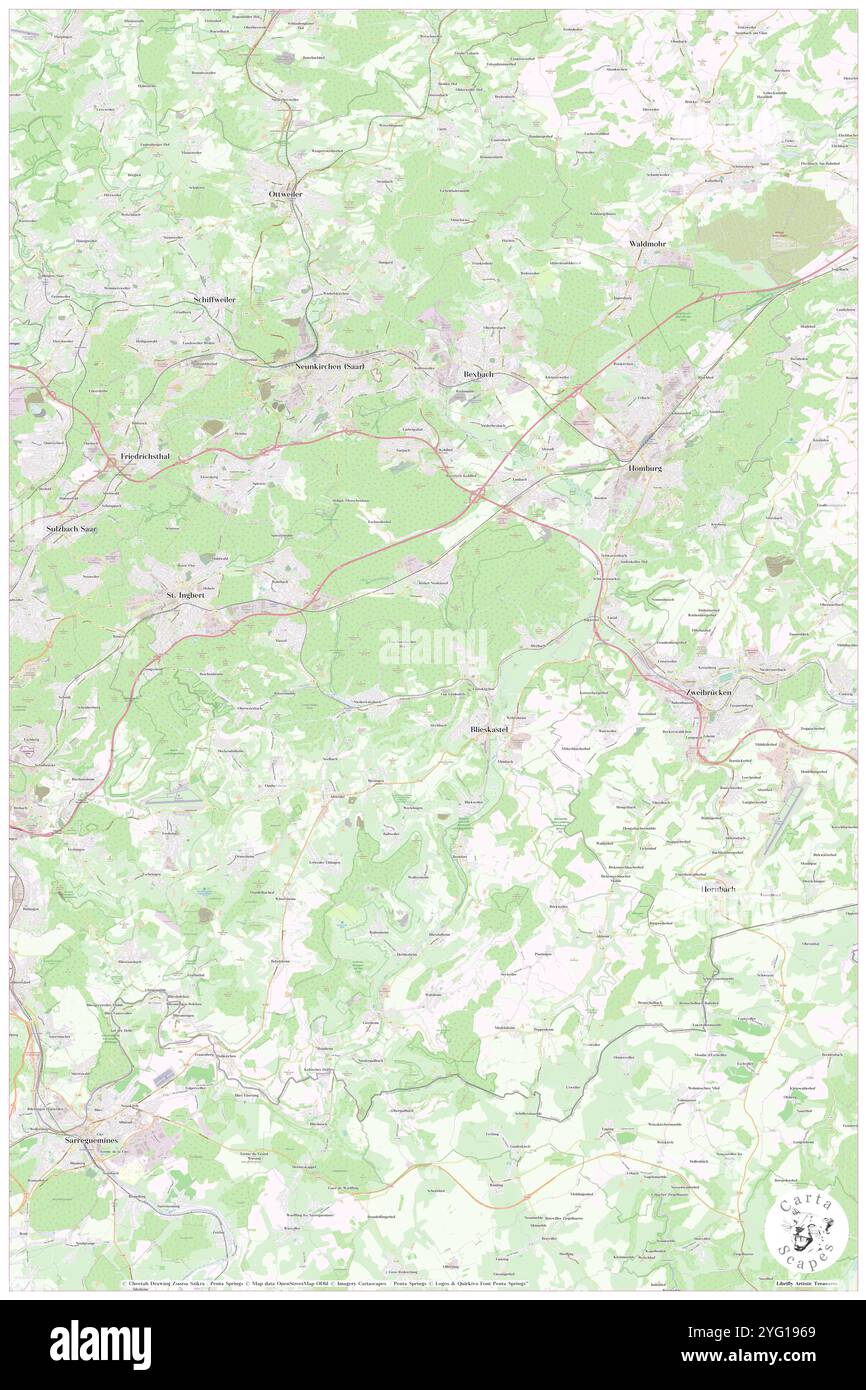 Saarpfalz-Kreis, DE, Deutschland, Saarland, N 49 16' 12''', N 7 14' 52''', Karte, Cartascapes Map veröffentlicht 2024. Erkunden Sie Cartascapes, eine Karte, die die vielfältigen Landschaften, Kulturen und Ökosysteme der Erde enthüllt. Reisen Sie durch Zeit und Raum und entdecken Sie die Verflechtungen der Vergangenheit, Gegenwart und Zukunft unseres Planeten. Stockfoto