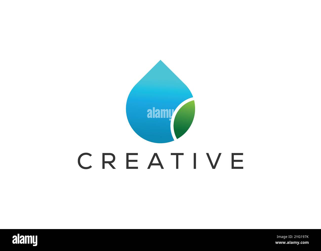 Kreatives und innovatives Design mit Tropfenblatt-Logo. ECO Drop-Logo Stock Vektor