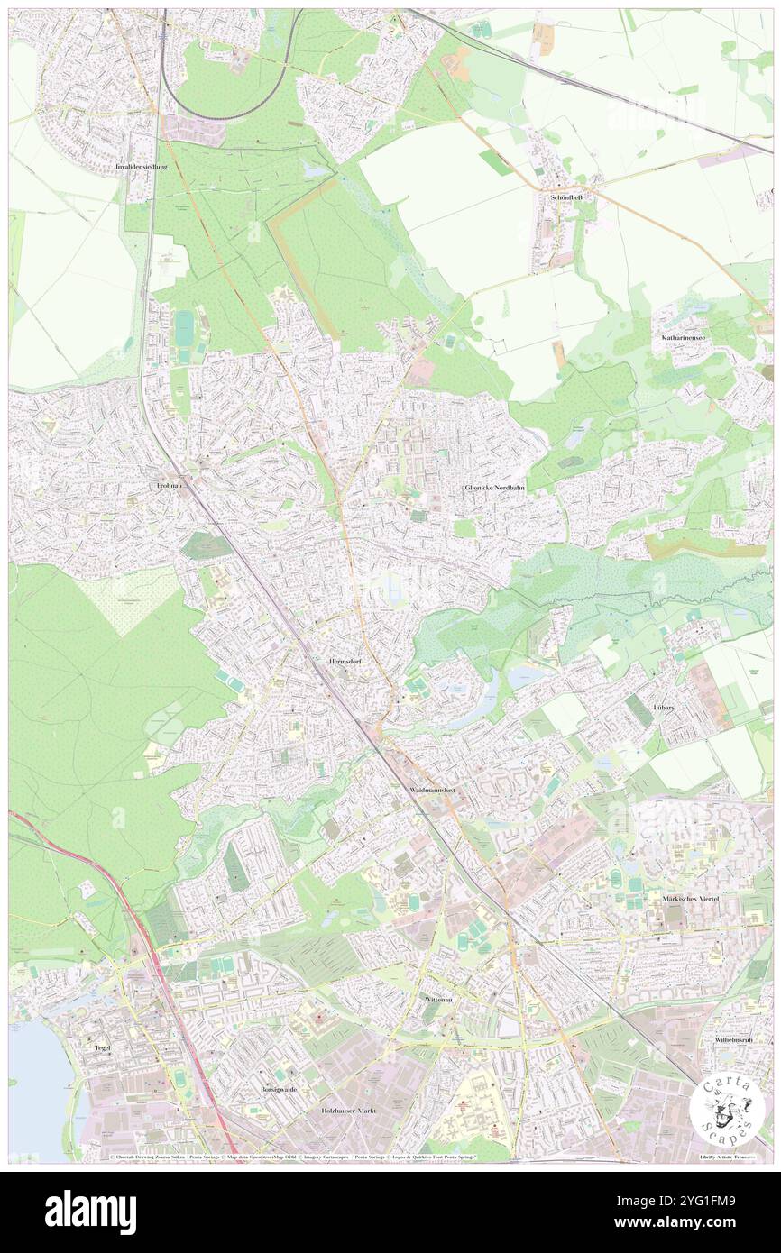 Waldsee, DE, Deutschland, Berlin, N 52 37' 27'', N 13 19' 1'', Karte, Cartascapes Map, veröffentlicht 2024. Erkunden Sie Cartascapes, eine Karte, die die vielfältigen Landschaften, Kulturen und Ökosysteme der Erde enthüllt. Reisen Sie durch Zeit und Raum und entdecken Sie die Verflechtungen der Vergangenheit, Gegenwart und Zukunft unseres Planeten. Stockfoto