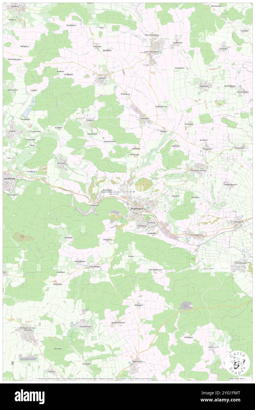 Bopfingen, Regierungsbezirk Stuttgart, DE, Deutschland, Baden-Württemberg, n 48 51' 28'', N 10 21' 19'', Karte, Cartascapes Map, veröffentlicht 2024. Erkunden Sie Cartascapes, eine Karte, die die vielfältigen Landschaften, Kulturen und Ökosysteme der Erde enthüllt. Reisen Sie durch Zeit und Raum und entdecken Sie die Verflechtungen der Vergangenheit, Gegenwart und Zukunft unseres Planeten. Stockfoto