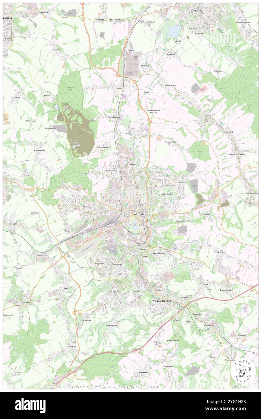 Zwickau, DE, Deutschland, Sachsen, N 50 40' 59''', N 12 26' 59''', Karte, Cartascapes Map veröffentlicht 2024. Erkunden Sie Cartascapes, eine Karte, die die vielfältigen Landschaften, Kulturen und Ökosysteme der Erde enthüllt. Reisen Sie durch Zeit und Raum und entdecken Sie die Verflechtungen der Vergangenheit, Gegenwart und Zukunft unseres Planeten. Stockfoto