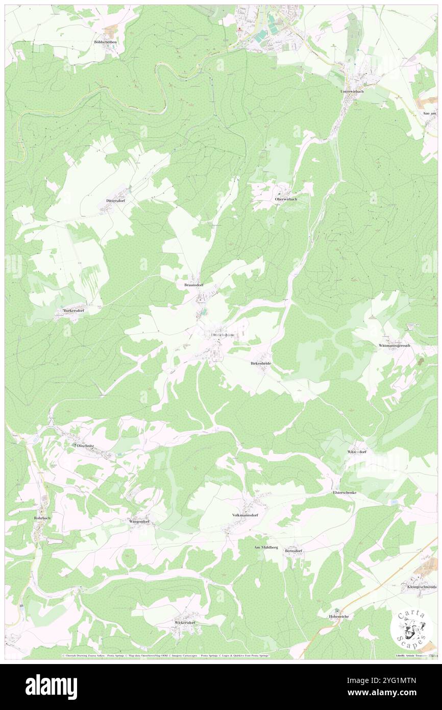 Dittrichshuette, DE, Deutschland, Thüringen, N 50 37' 51''', N 11 15' 42''', Karte, Cartascapes Map veröffentlicht 2024. Erkunden Sie Cartascapes, eine Karte, die die vielfältigen Landschaften, Kulturen und Ökosysteme der Erde enthüllt. Reisen Sie durch Zeit und Raum und entdecken Sie die Verflechtungen der Vergangenheit, Gegenwart und Zukunft unseres Planeten. Stockfoto