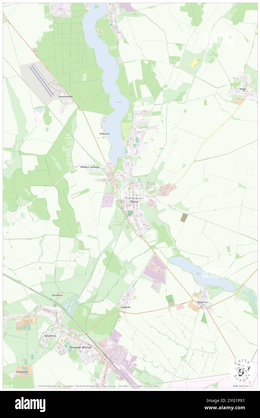 Wusterhausen, Deutschland, Brandenburg, N 52 53' 28''', N 12 27' 36''', Karte, Cartascapes Map veröffentlicht 2024. Erkunden Sie Cartascapes, eine Karte, die die vielfältigen Landschaften, Kulturen und Ökosysteme der Erde enthüllt. Reisen Sie durch Zeit und Raum und entdecken Sie die Verflechtungen der Vergangenheit, Gegenwart und Zukunft unseres Planeten. Stockfoto