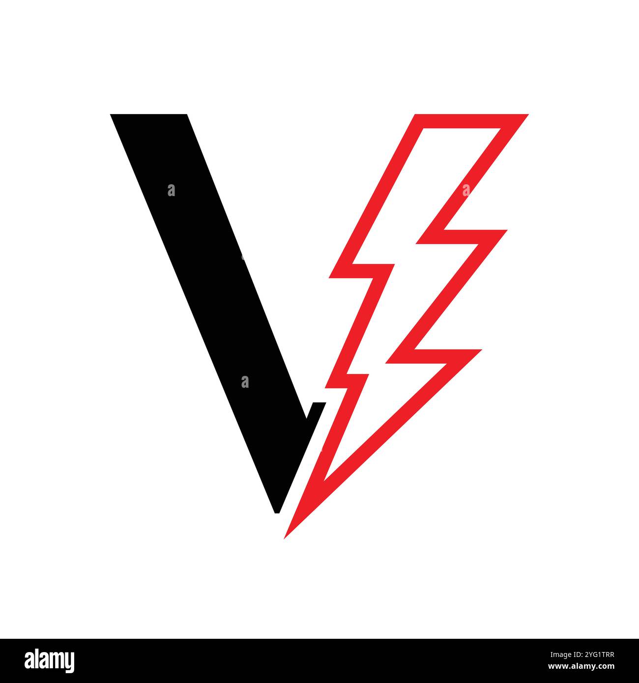 Buchstabe V für elektrische Logokombination mit Lightning Thunder Bolt-Symbol. Power-Logo-Design Stock Vektor
