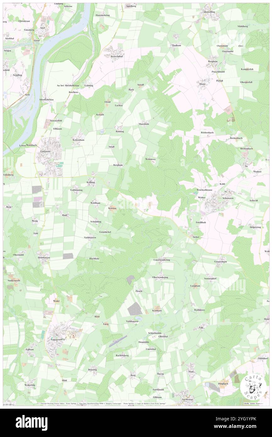 Weichselbaum, Oberbayern, DE, Deutschland, Bayern, n 47 58' 51'', N 12' 42'', Karte, Cartascapes Map, veröffentlicht 2024. Erkunden Sie Cartascapes, eine Karte, die die vielfältigen Landschaften, Kulturen und Ökosysteme der Erde enthüllt. Reisen Sie durch Zeit und Raum und entdecken Sie die Verflechtungen der Vergangenheit, Gegenwart und Zukunft unseres Planeten. Stockfoto