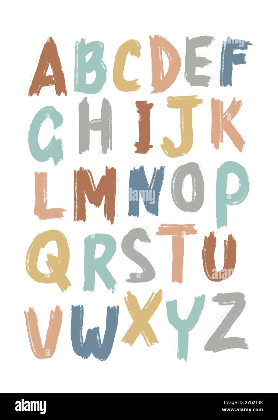 ABC-Alphabet-Poster-Design mit bunten Buchstaben isoliert auf weißem Hintergrund in modernem flachen Stil Stock Vektor