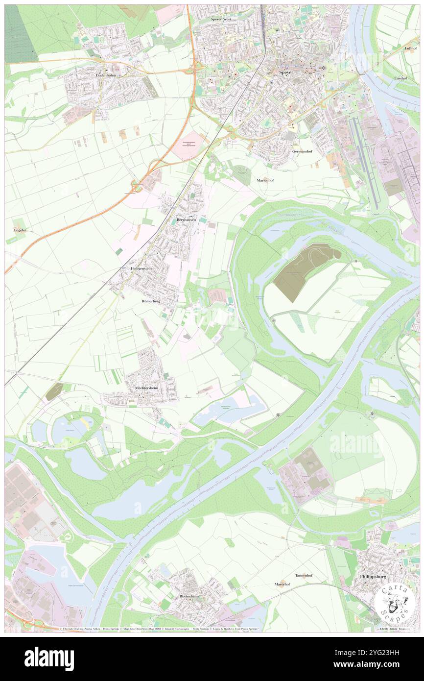 Roemerberg, Region Karlsruhe, DE, Deutschland, Baden-Württemberg, n 48 53' 40''', N 8 36' 43''', Karte, Cartascapes Map, veröffentlicht 2024. Erkunden Sie Cartascapes, eine Karte, die die vielfältigen Landschaften, Kulturen und Ökosysteme der Erde enthüllt. Reisen Sie durch Zeit und Raum und entdecken Sie die Verflechtungen der Vergangenheit, Gegenwart und Zukunft unseres Planeten. Stockfoto